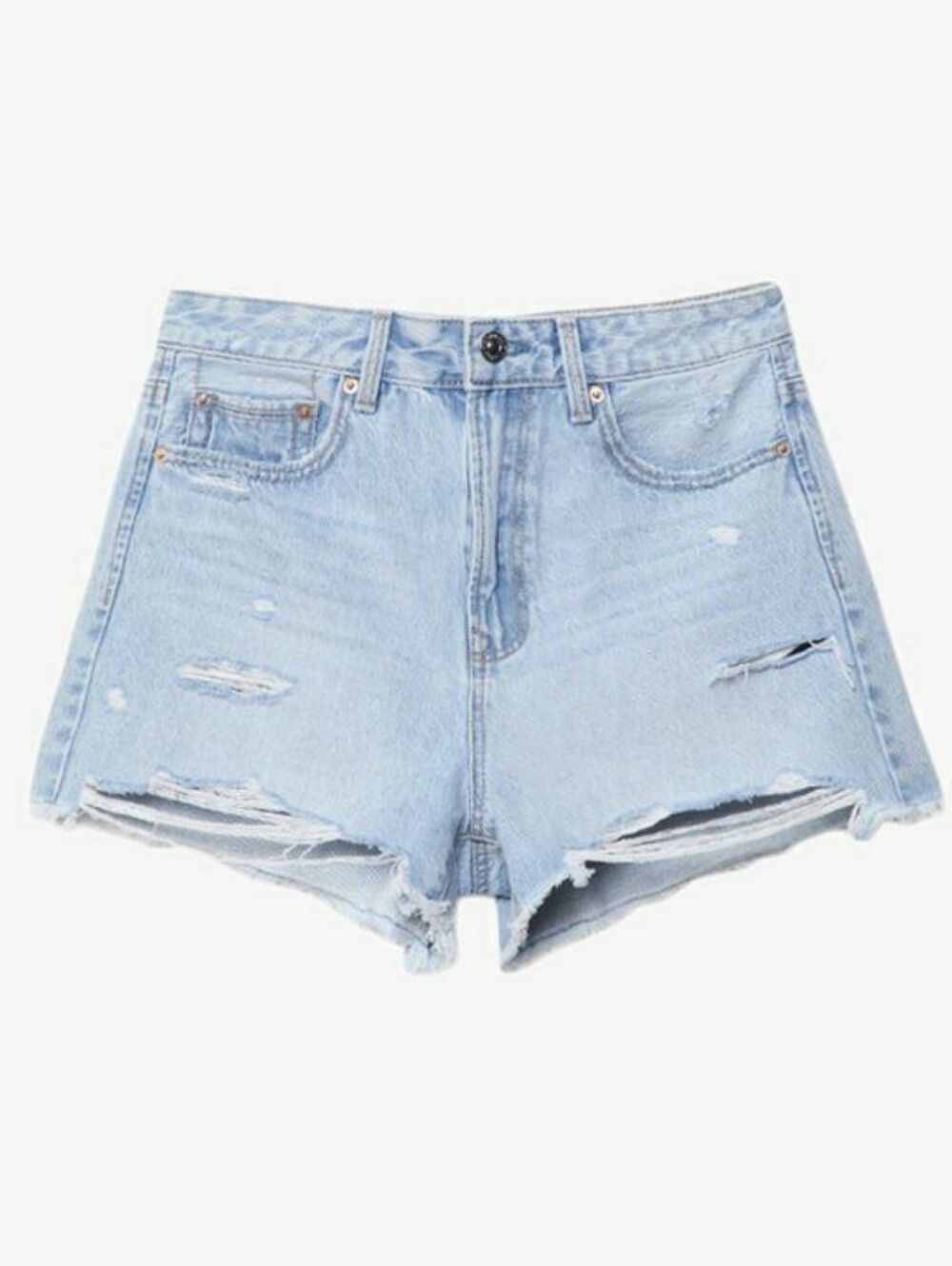 Stradivarius Distressed Denim Shorts 75 D75 Ripped Jean Short Size 6